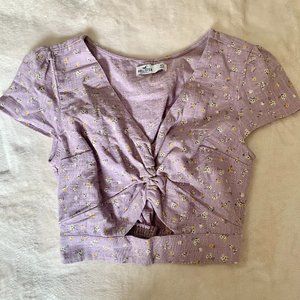 XS Floral purple crop top- Hollister